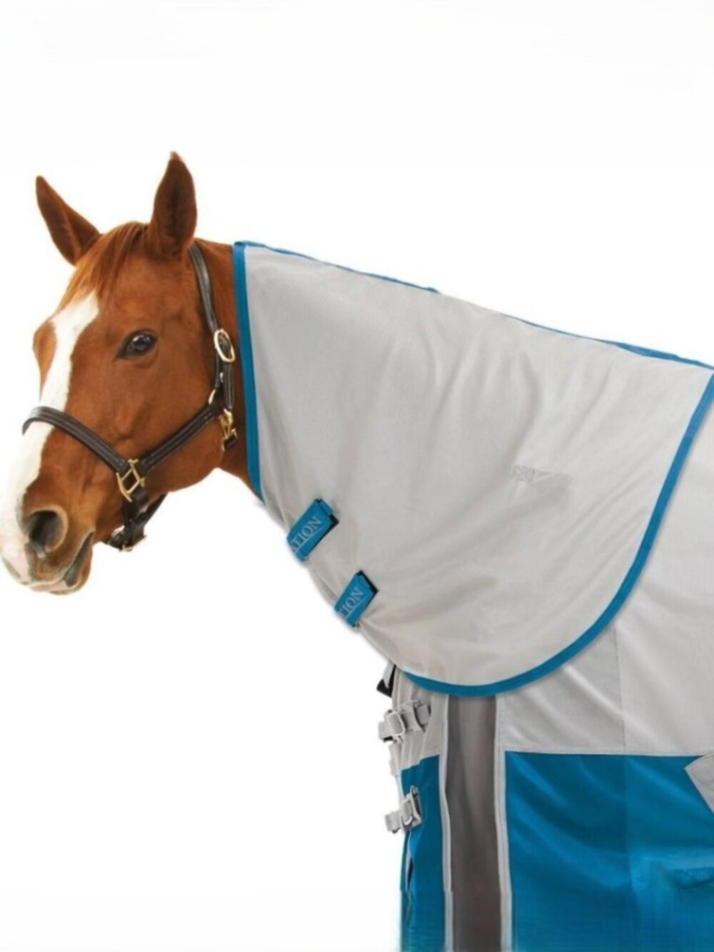 NEW OVATION Super Fly Neck Cover Fly Sheet Attachment size COB GRAY & TEAL BLUE - Picture 2 of 2
